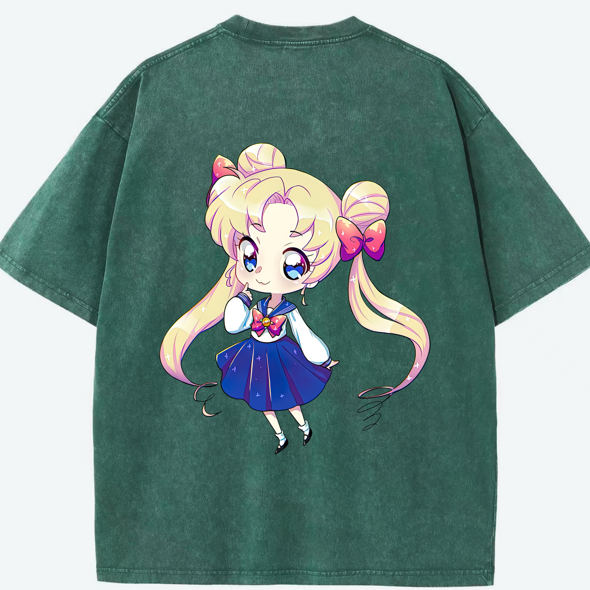 （画像用） 美少女戦士セーラームーン 月野 うさぎ つきの うさぎ Sailor Moon Tsukino Usagi 綿100% ヴィンテージ風 半袖Tシャツ（背面プリント）